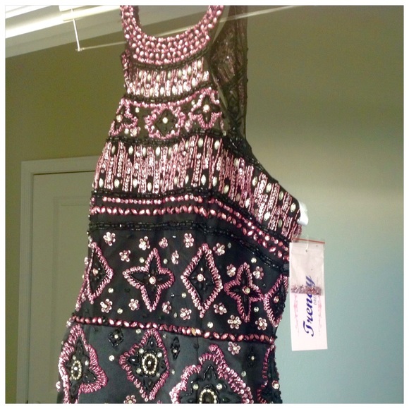 Black Satin Embellished Formal Dress - Picture 8 of 8